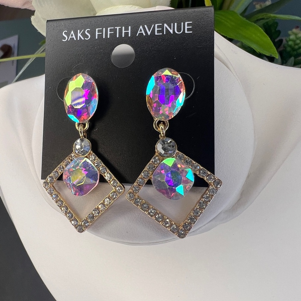 Saks Fifth Avenue Iridescent Diamond Shape Drop Earrings - Picture 4 of 5